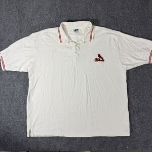 St. Louis Cardinals Polo Shirt 2XL White Red Trim MLB Dynasty Mens